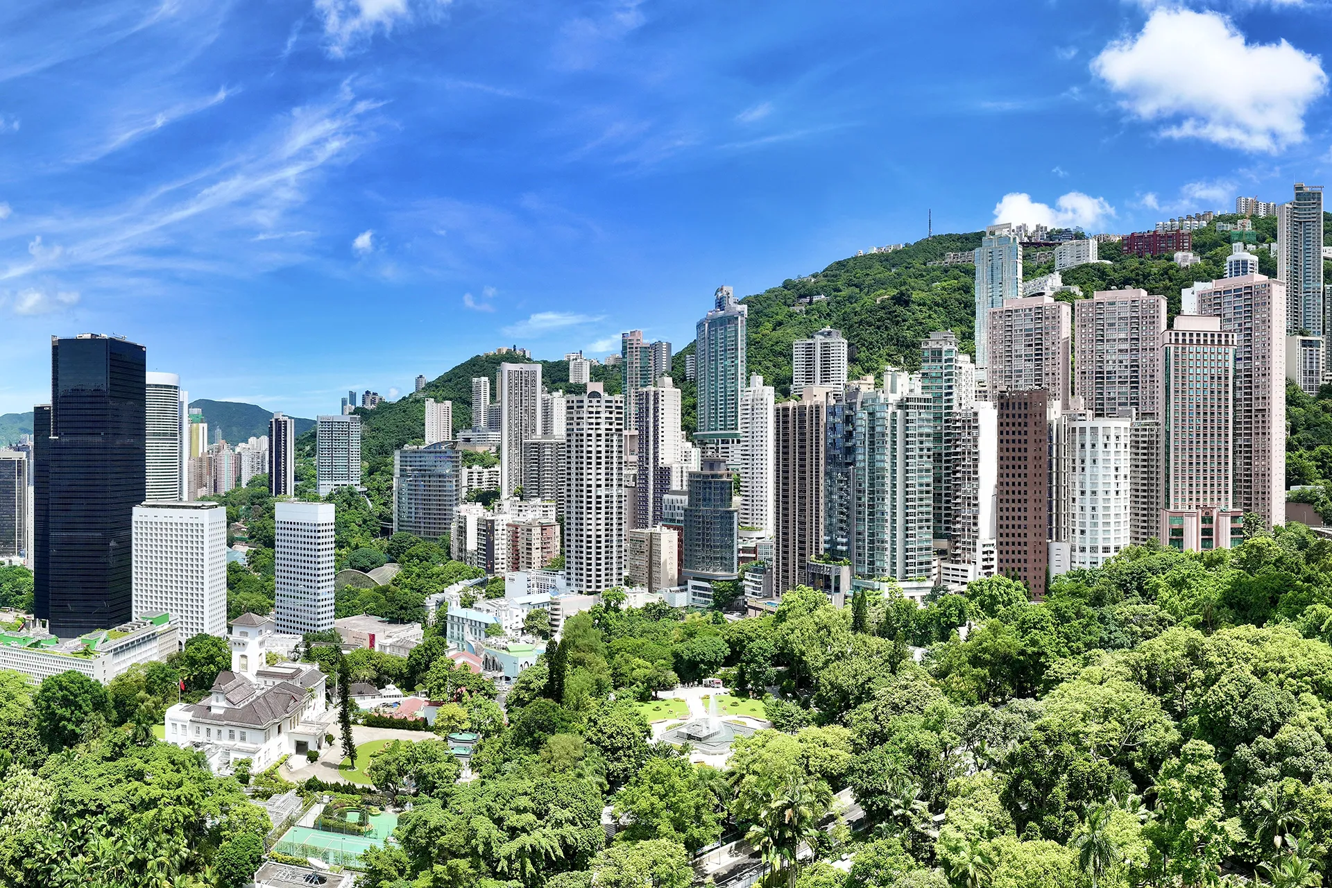 雅盈峰室內望向中環半山綠意